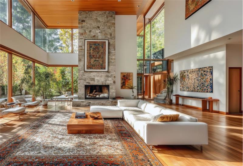 large living room with light colors